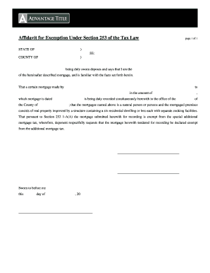 Affidavit for Exemption Under Section 253