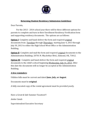 Enrollment Residency Verification Form