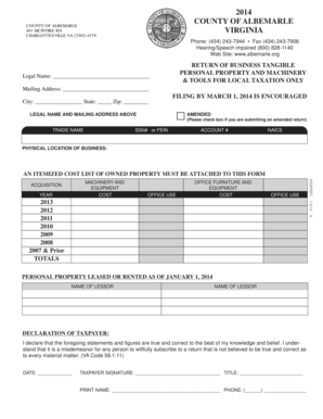 Albemarle County Business Tangible Personal Property Return