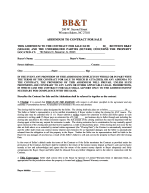 Addendum to Contract for Sale