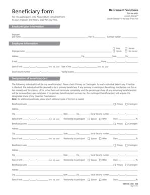 Beneficiary Designation Form for Lincoln DirectorSM