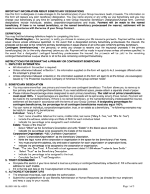 Group Insurance Beneficiary Designation Form