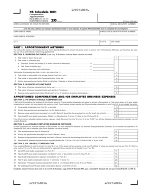 PA Schedule NRH Compensation Apportionment Form