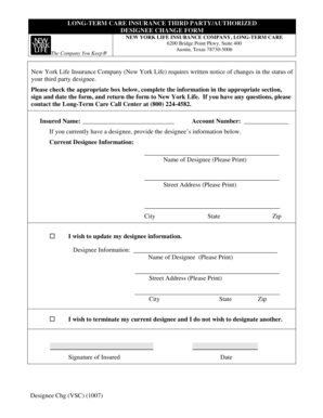Long-Term Care Insurance Third Party Designee Change Form