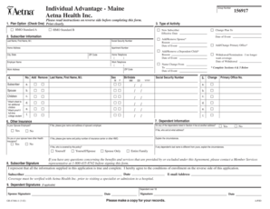 Aetna Health Insurance Enrollment Form