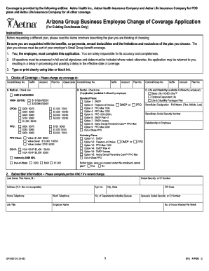 Arizona Group Business Employee Change of Coverage Application