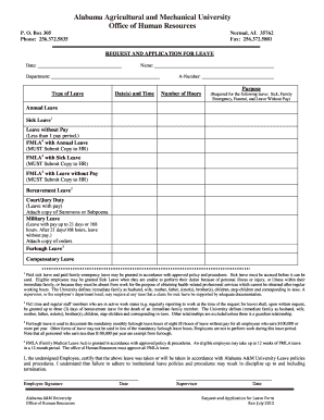 Alabama A&M University Leave Application Form