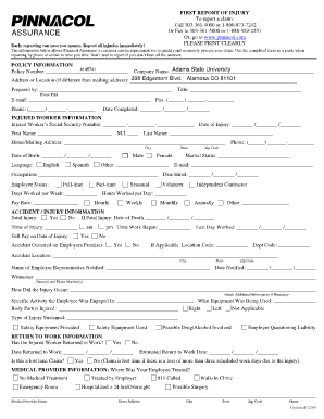 Pinnacol Assurance First Report of Injury