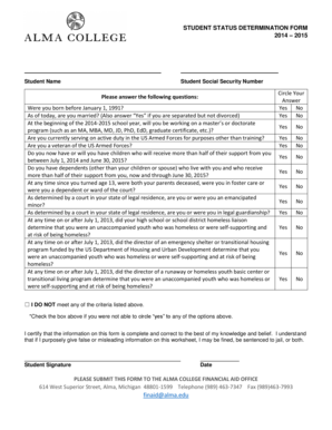 Student Status Determination Form