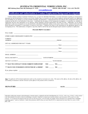 Employment Background Investigation Authorization