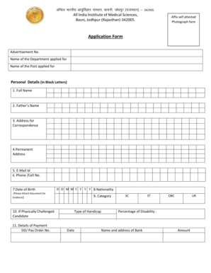 All India Institute of Medical Sciences Application Form