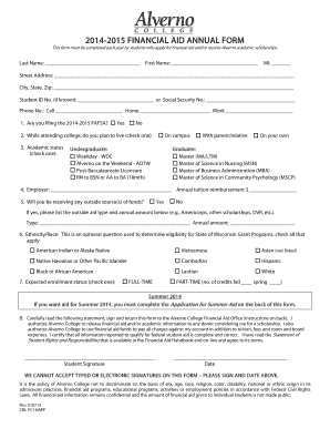 2014-2015 Financial Aid Annual Form