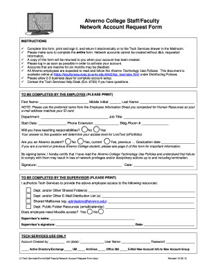 Complete this form, print and sign it, and return it electronically or to the Tech Services drawer in the Mailroom