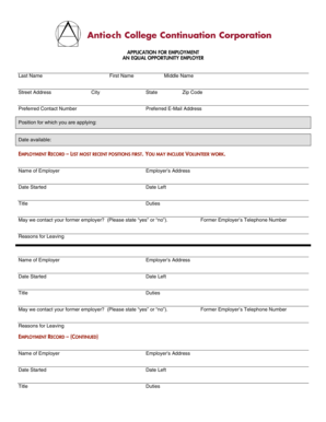 Employment Application Form