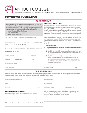 Instructor Evaluation Form