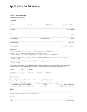 Application for Admission