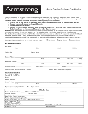 South Carolina Resident Certification