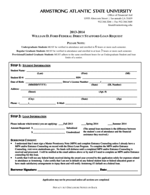 William D. Ford Federal Direct Stafford Loan Request