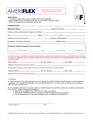 AmeriFlex Healthcare Savings Account Enrollment Form
