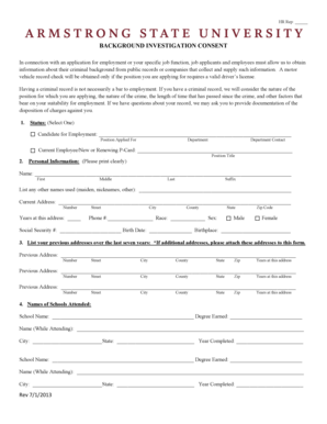 Background Investigation Consent Form