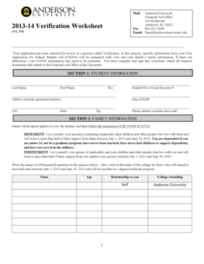 2013-14 Verification Worksheet