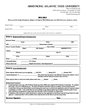 William D. Ford Federal Direct Parent PLUS/Graduate PLUS Loan Application