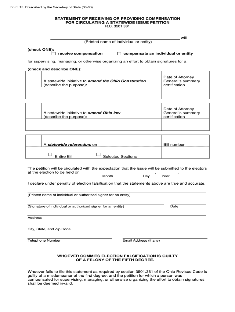 ohio form 15 Preview on Page 1.