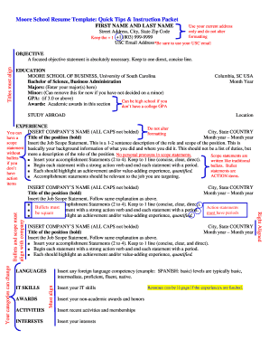 Moore School Resume Template