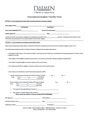 International Student Transfer Form