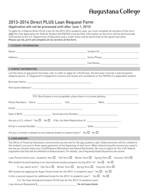 2013-2014 Direct PLUS Loan Request Form
