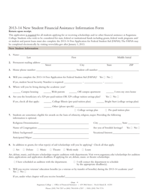 2013-14 New Student Financial Assistance Information Form