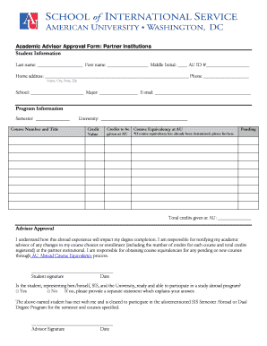 Academic Advisor Approval Form