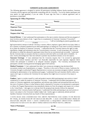Student Travel Consent and Release Agreement