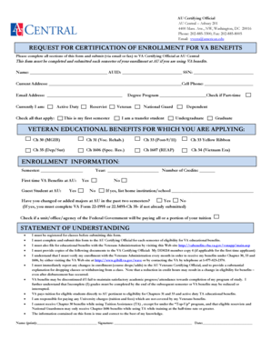 Request for Certification of Enrollment for VA Benefits