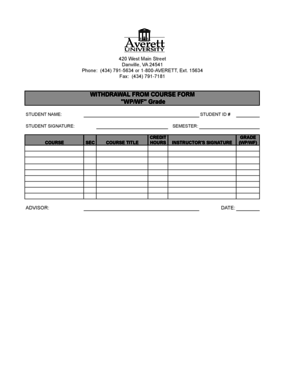 Course Withdrawal Form
