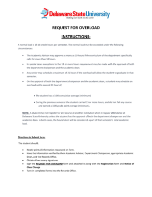 Request for Overload Form