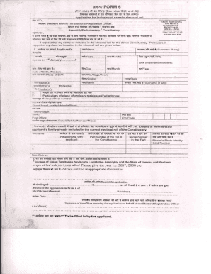 Indian Electoral Roll Application Form
