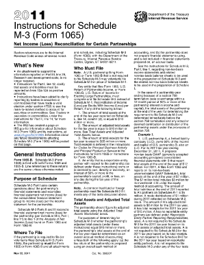 2011 Instruction 1065 Schedule M-3. Instructions for Form 1065 Schedule M-3, Net Income (Loss) Reconciliation for Certain Partnerships - irs