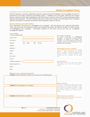 QCT Online Complaint Form