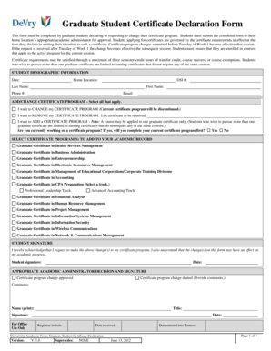 Graduate Student Certificate Declaration Form