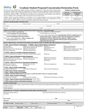 Graduate Student Program Concentration Declaration Form