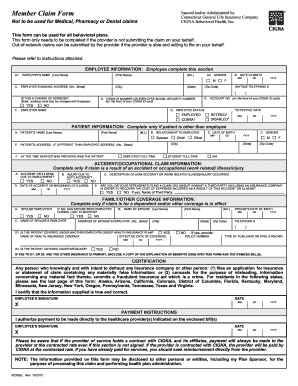 CIGNA Behavioral Health Member Claim Form
