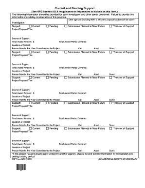 Current and Pending Support Form