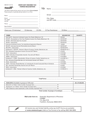 Kentucky Income Tax Forms Requisition