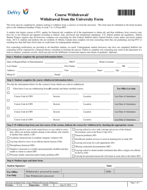 Course Withdrawal Form