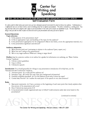 Self-Evaluation Form for Presentations