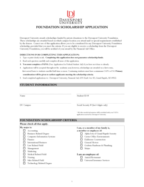 Davenport University Foundation Scholarship Application