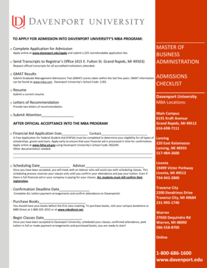 Davenport University MBA Application Form