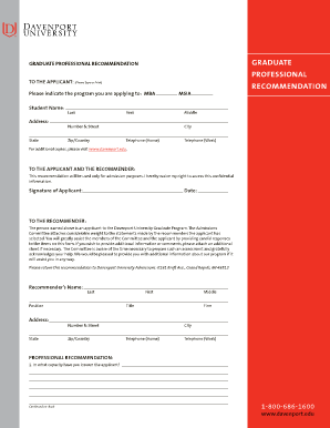 Graduate Professional Recommendation Form