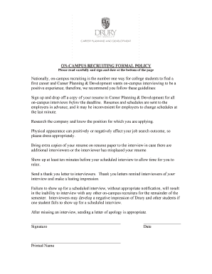On-Campus Recruiting Formal Policy